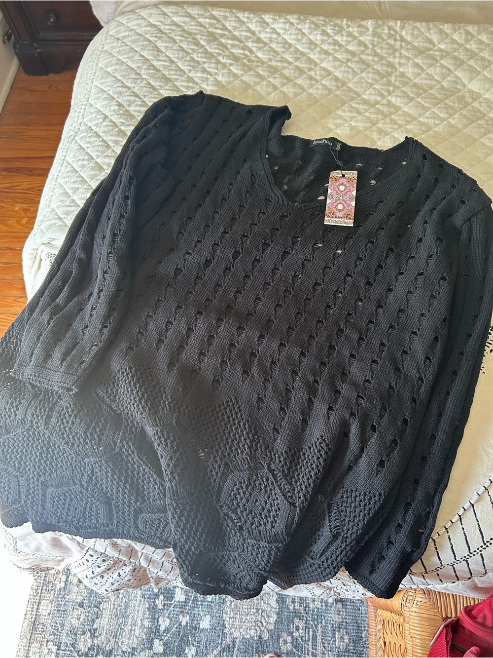 Plus size Boohoo Black Open-Knit coverup/dress